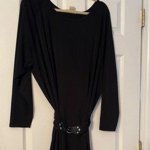 Michael Kors Black Jersey Belted Dress